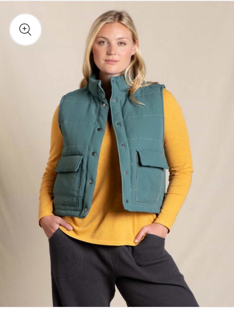 Toad & Co Forester Pass Vest Front Flap Pockets Small Spring Flannel Crop